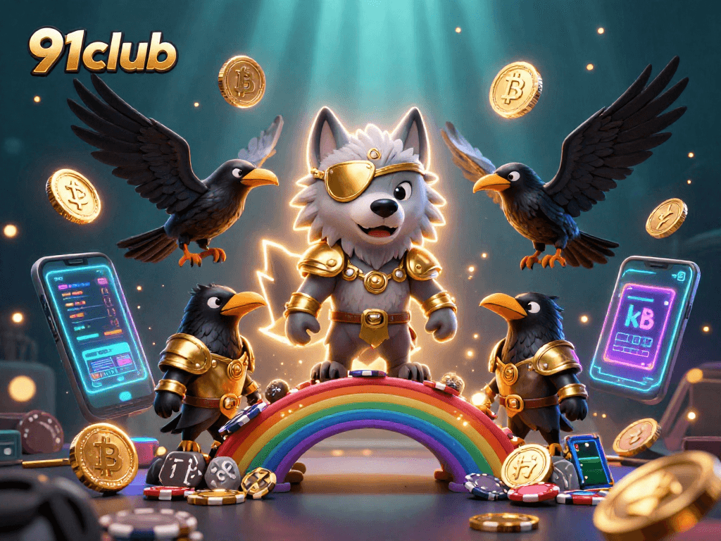Experience the thrilling gameplay of 91club with colorful casino scenes and mythical characters.