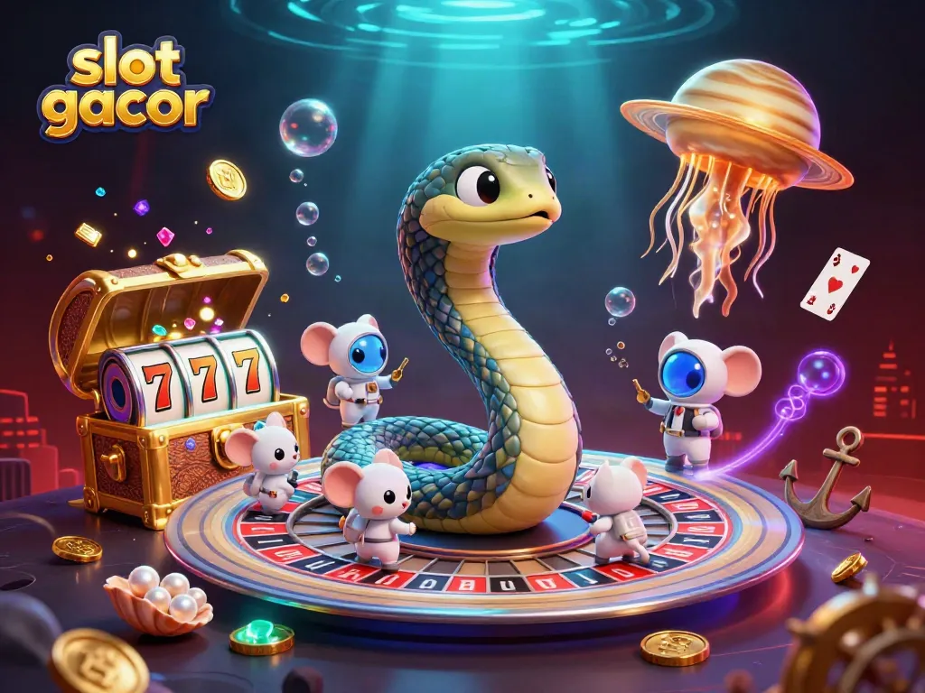 Experience the rich energy of slot gacor gaming with vibrant characters and dynamic casino elements.