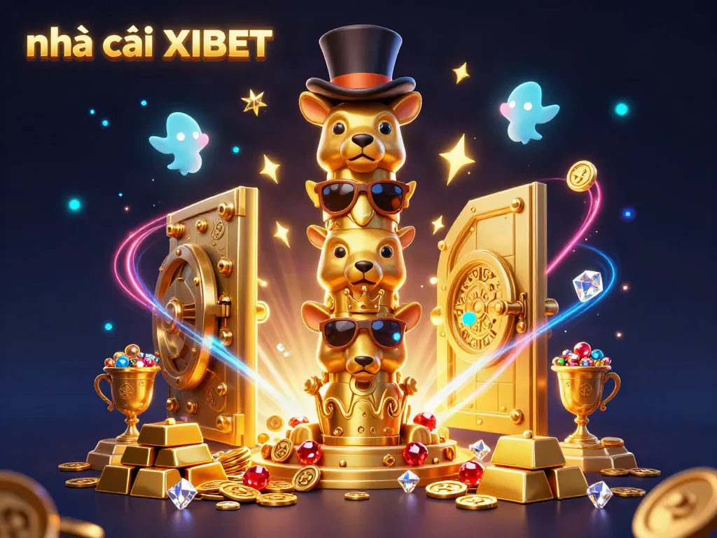 Experience thrilling gameplay with the vibrant scene showcasing nhà cái XIBET's unique golden totem and casino treasures.