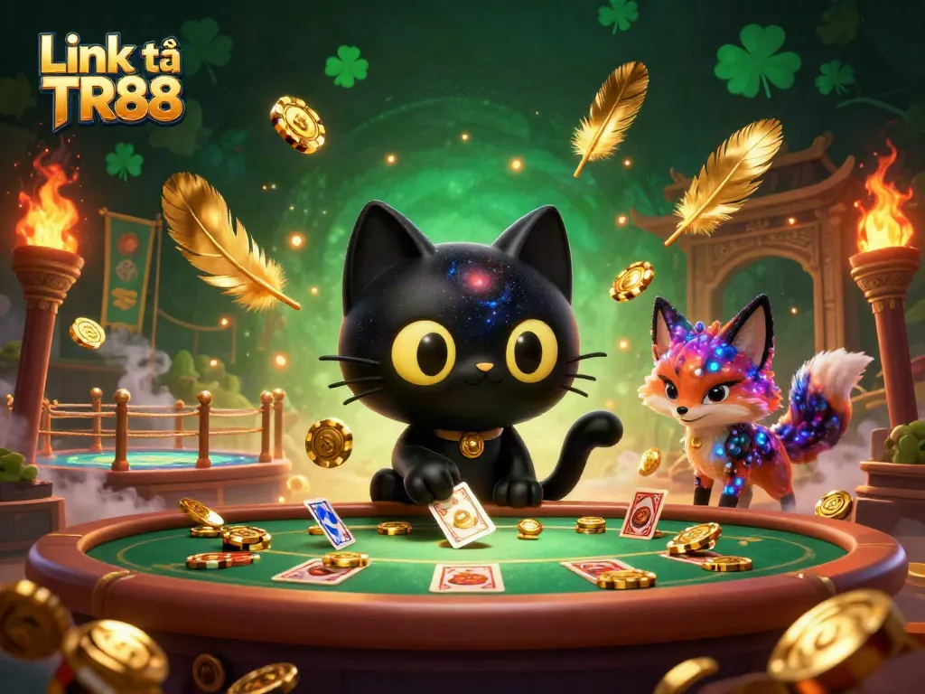 Link từ TR88 visualizes an engaging cosmic casino scene filled with charm and excitement.