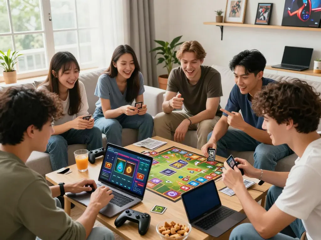 Dynamic gaming atmosphere as friends enjoy a group session playing Sun Win.
