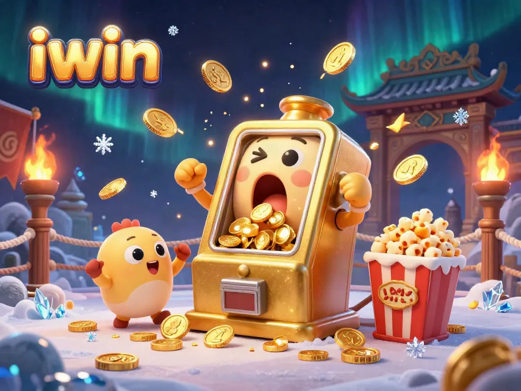 Celebrate jackpots with the vibrant iwin golden slot machine and cheering sidekicks amidst dazzling game elements.
