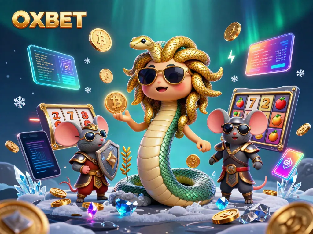Spin to win on OXBET with a vibrant illustration of crypto-themed gaming elements and enchanting characters.