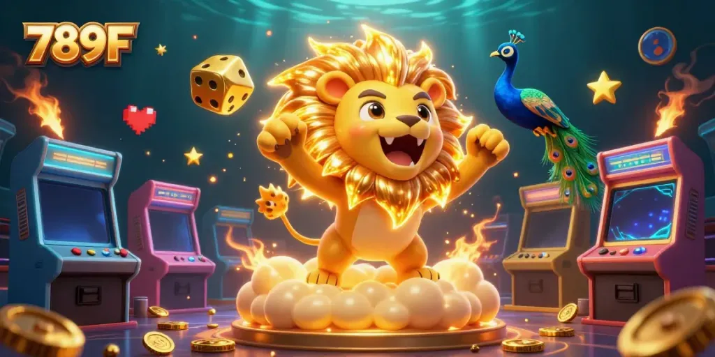 Experience the thrill of winning at 789F, featuring vibrant elements from a dynamic casino world.