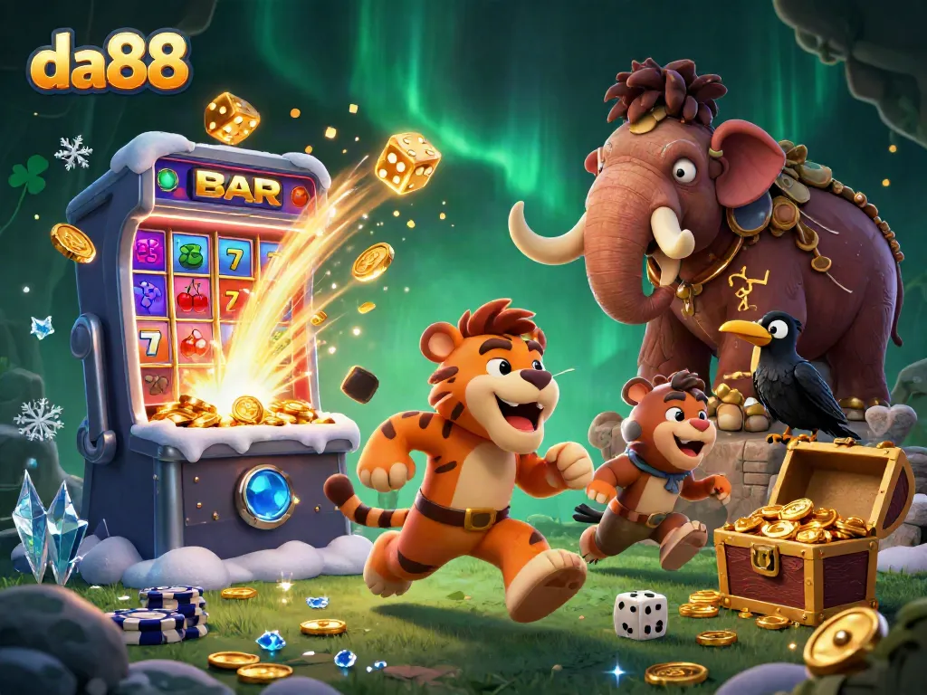 Experience thrilling wins at da88 with colorful slot machines, casino games, and captivating characters.