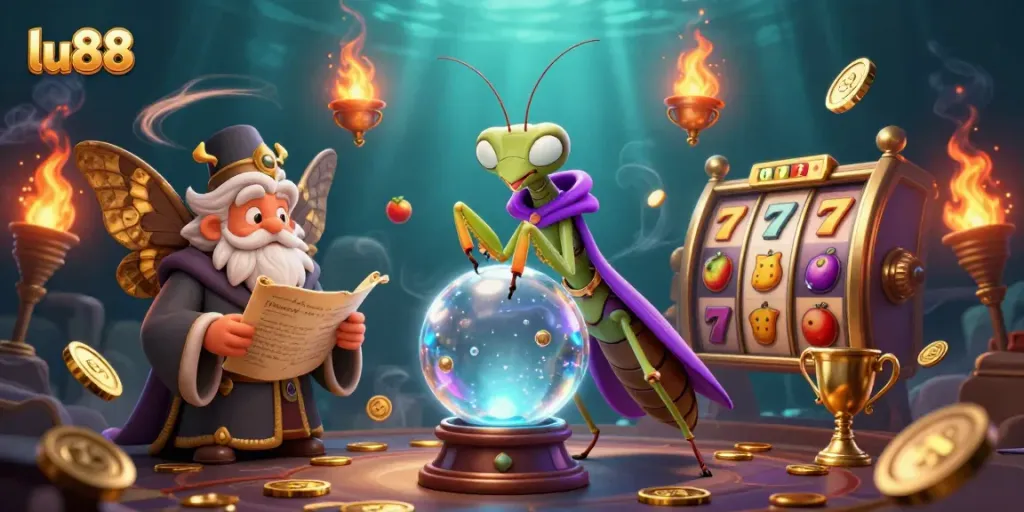 Win big at lu88 with vibrant slots and characters depicting a captivating casino scene.