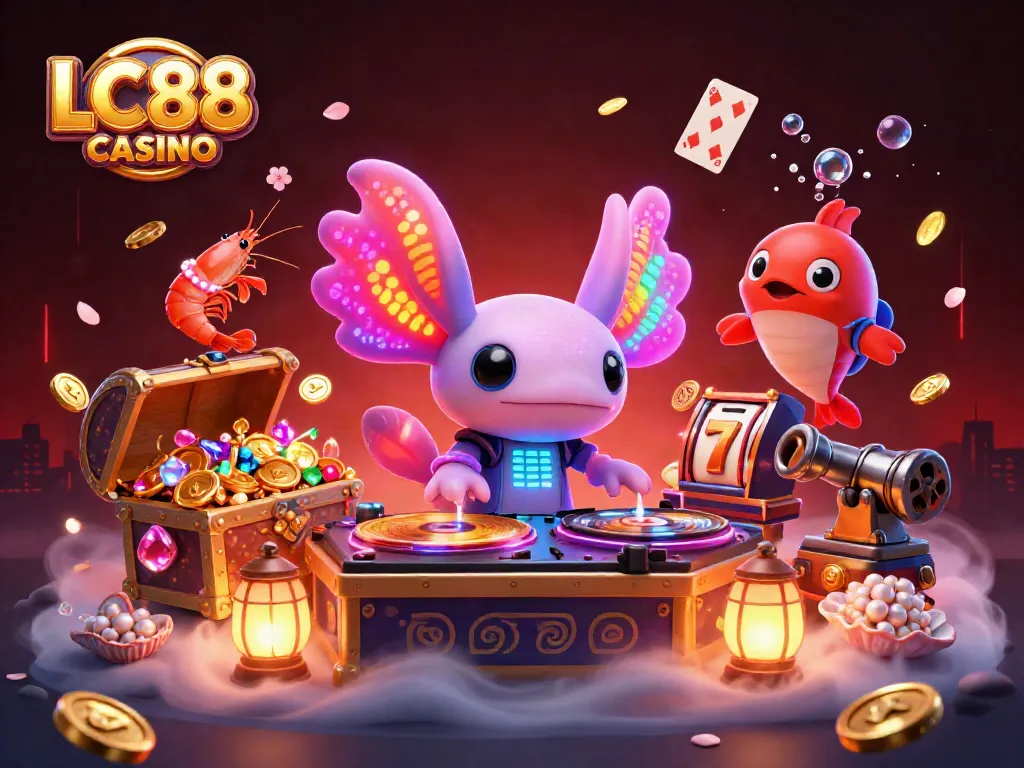 Experience the vibrant atmosphere of LC88 CASINO with colorful characters and dynamic gaming elements.